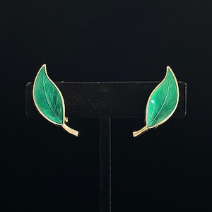 Classic David Andersen Green Enamel & Sterling Leaf Earrings