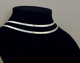 Classic Vintage Italian Sterling Silver Herringbone Chains