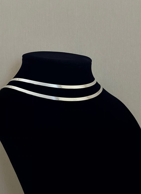 Classic Vintage Italian Sterling Silver Herringbone Chains