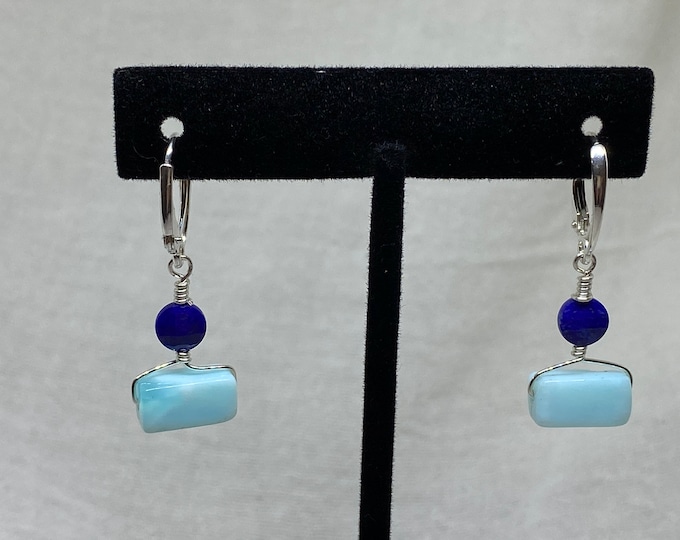 Lapis and Opal Sterling Silver Earrings