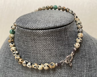 Sterling Silver & Dalmatian Jasper Hemp Anklet