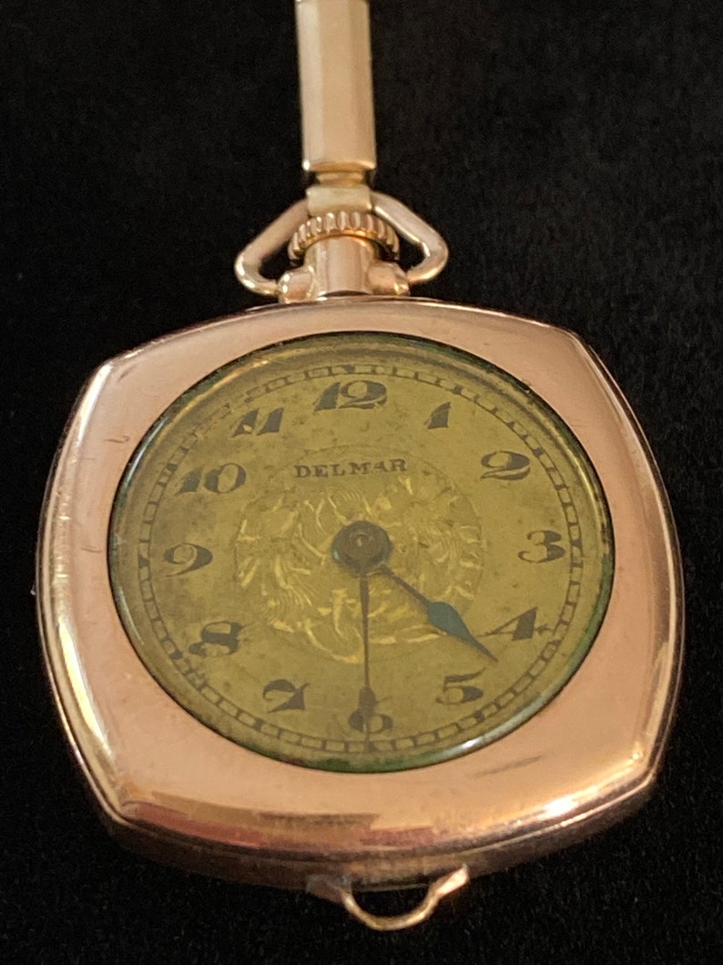 Lovely Classic 10KT Gold Delmar Swiss 15 Jewel Pendant-Wrist Watch bild 7