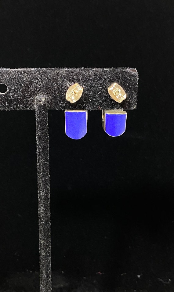 Vintage Brilliant Blue Enamel & Sterling Silver 3… - image 6