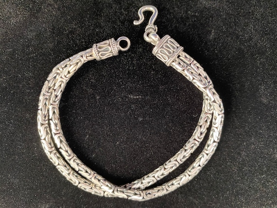 Double Byzantine Bali Style Sterling Silver Bracelet