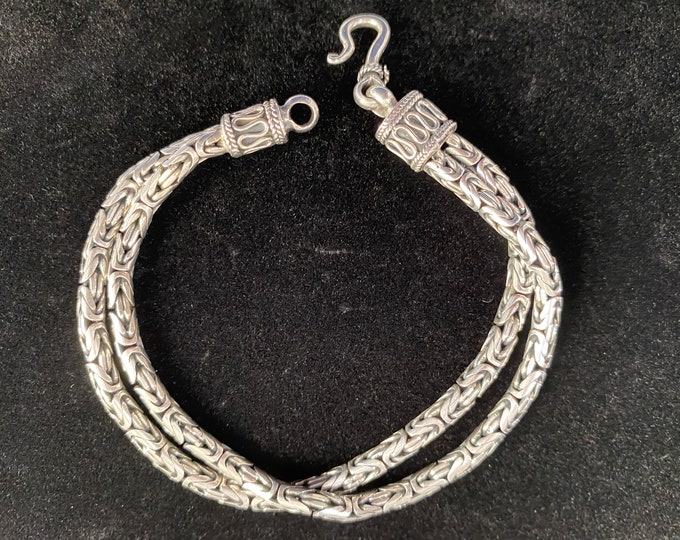 Double Byzantine Bali Style Sterling Silver Bracelet