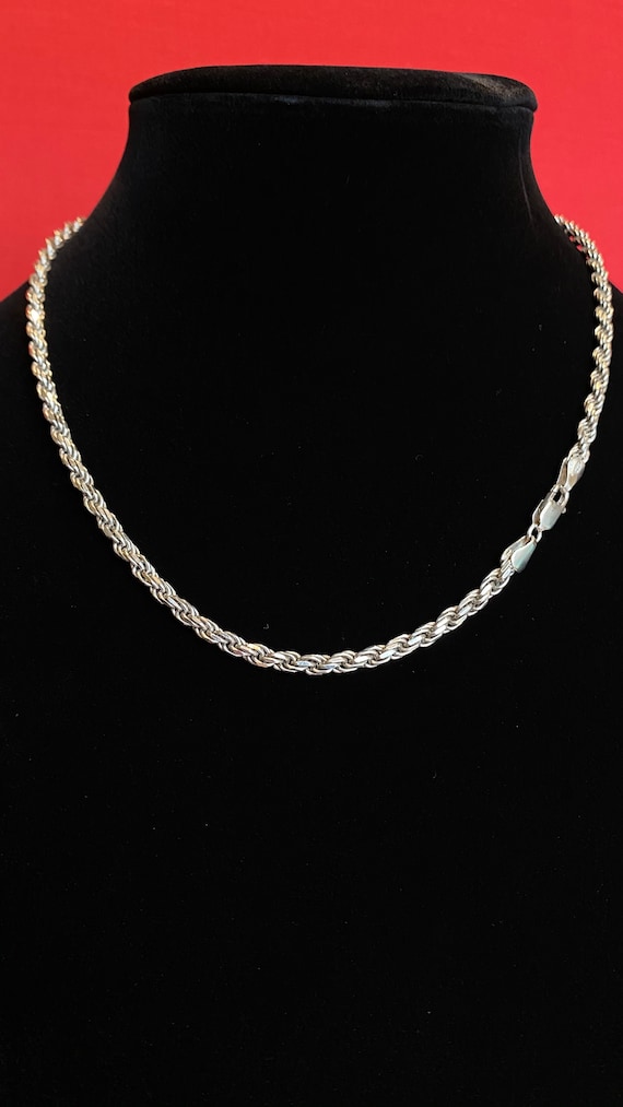 Blackened Silver Solid Rope Chain From Italy - image 5