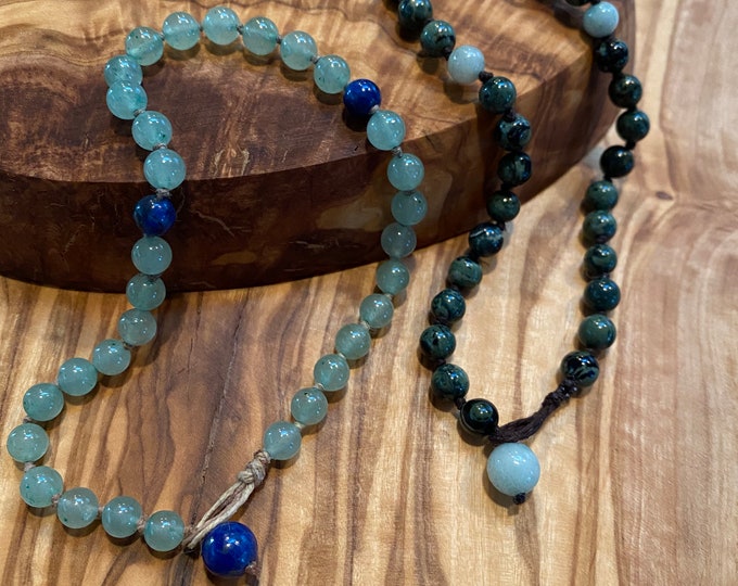 Breezy Jasper & Aventurine Beaded Hemp Anklets