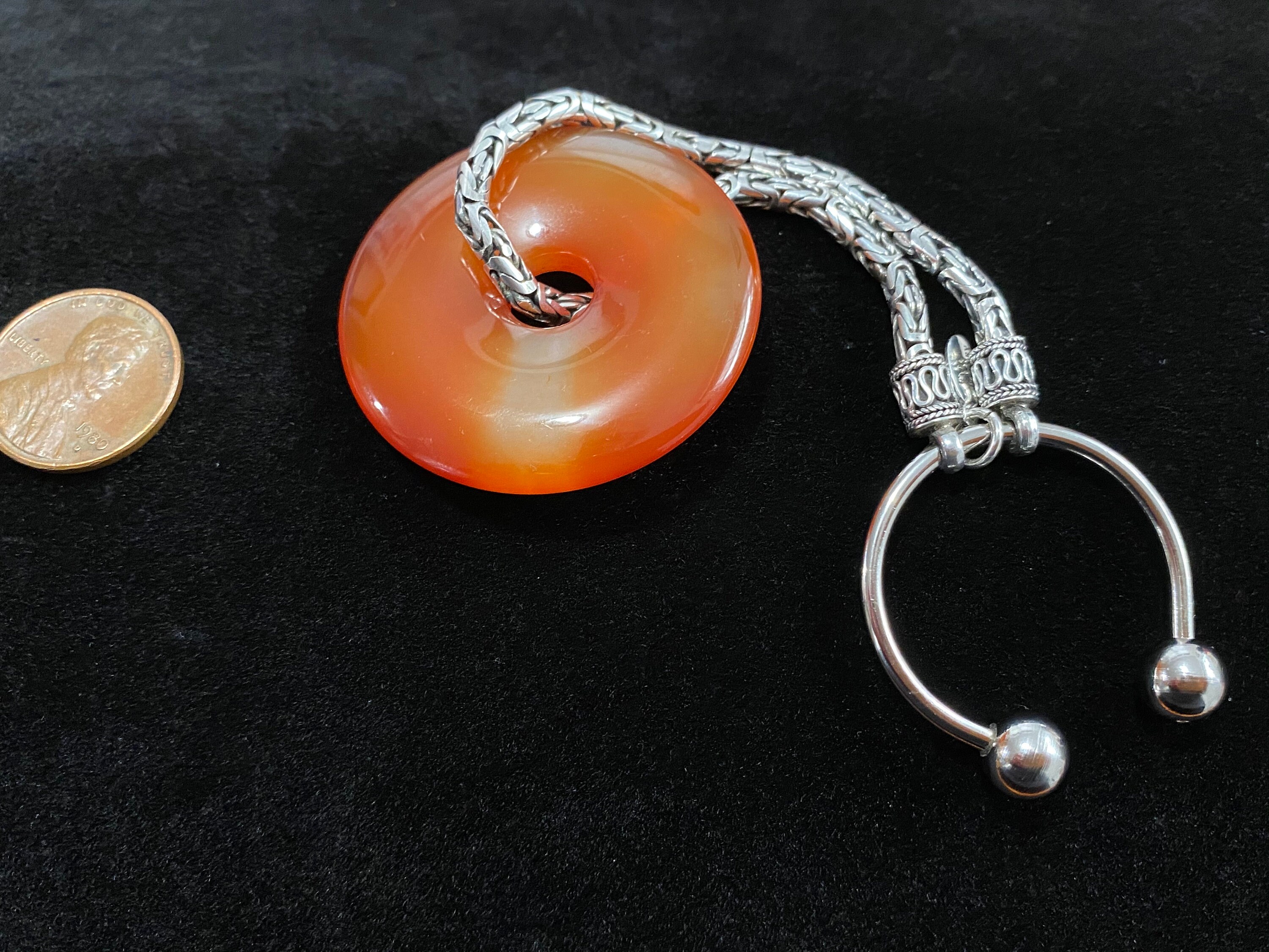 Sterling Silver and Agate Horseshoe Keychain