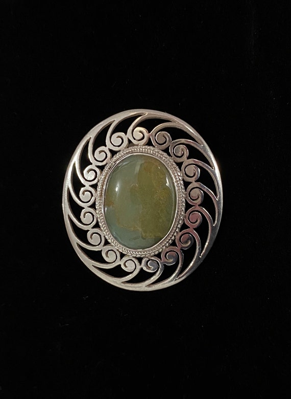 Perfectly Timeless Agate & Sterling Vintage Brooch - image 2
