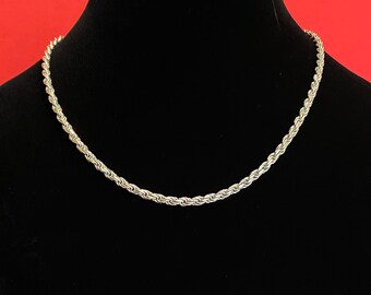 Blackened Silver Solid Rope Chain From Italy