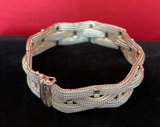 Chic Triple Strand Foxtail Italian Sterling Silver Bracelet