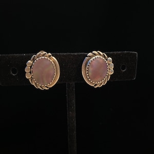 Perfectly Petite Pink Mother of Pearl & Sterling Vintage Earrings