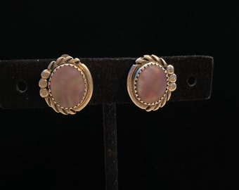 Perfectly Petite Pink Mother of Pearl & Sterling Vintage Earrings