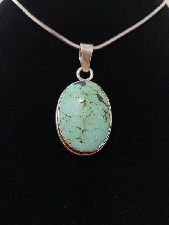 Perfectly Simple Turquoise and Sterling Pendant N… - image 8