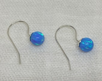 Pale Blue Opal and Sterling Silver Drop Earrings