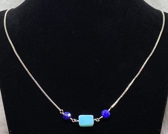 Lapis and Opal Sterling Silver Necklace