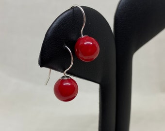 Coral and Sterling Silver Earrings