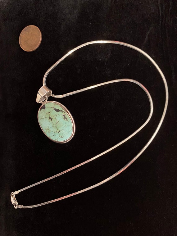 Perfectly Simple Turquoise and Sterling Pendant N… - image 10