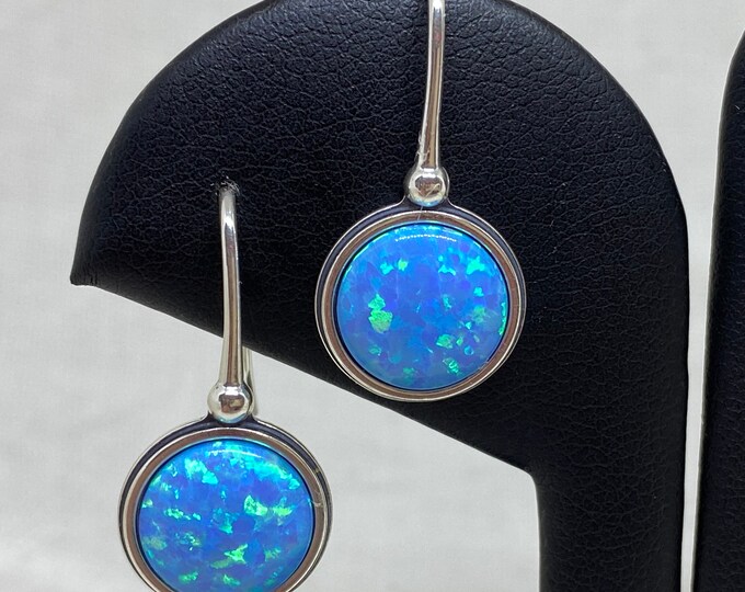 Light Blue Opal and Sterling Silver Earrings