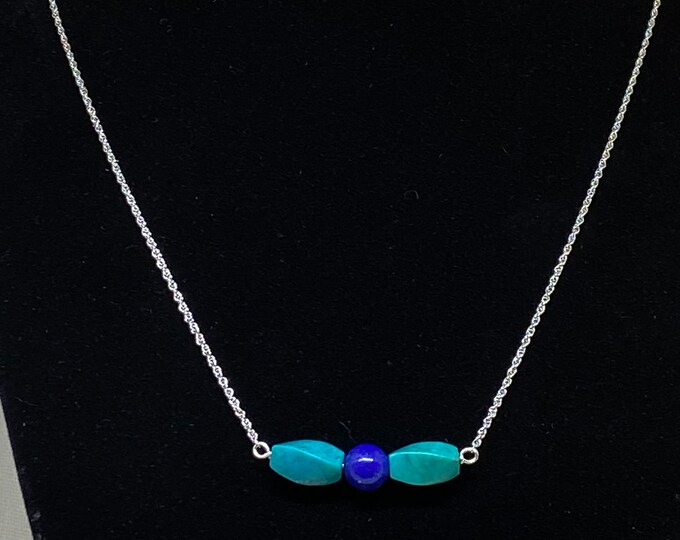 Turquoise and Lapis Sterling Silver Necklace