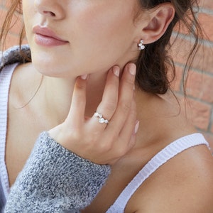 Sterling Silver Small Huggie Bubble Earrings  Set With Zirconia Stones-JOOLS by Jenny Brown