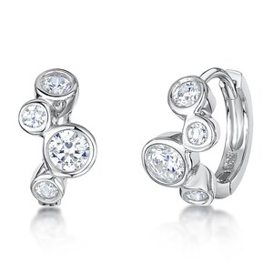 Sterling Silver Small Huggie Bubble Earrings  Set With Zirconia Stones-JOOLS by Jenny Brown