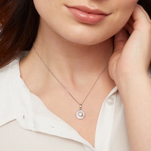Collana di perle con alone Art Déco in argento sterling