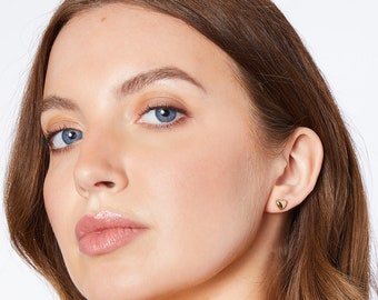 Yellow Gold Heart Stud Earrings: Chunky Sterling Silver