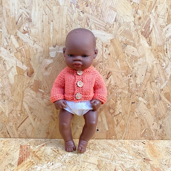 Cárdigan de muñeca Miniland, ropa de muñeca de 32 cm, cárdigan de punto, ropa de muñeca de punto, cárdigan de punto para bebé Miniland
