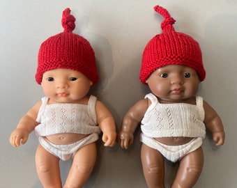 Chapeau Topknot de poupée Miniland en édition limitée, chapeau tricoté topnot, vêtements de poupée tricotés, chapeau tricoté Miniland Baby