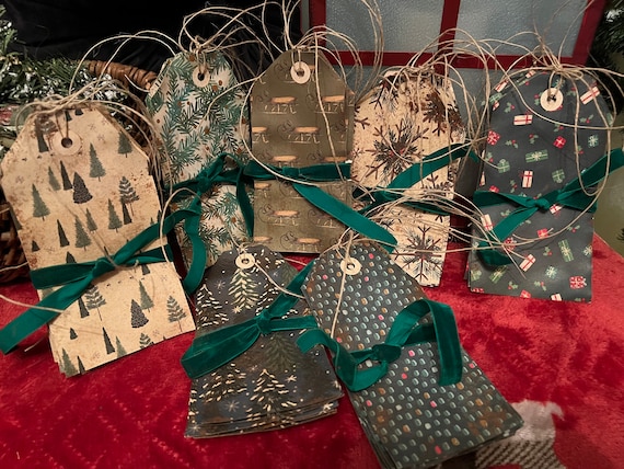 Primitive Christmas Tea Stained Gift Tags. Handmade