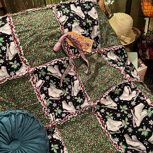 Christmas shops Rag Quilt/Throw. Handmade