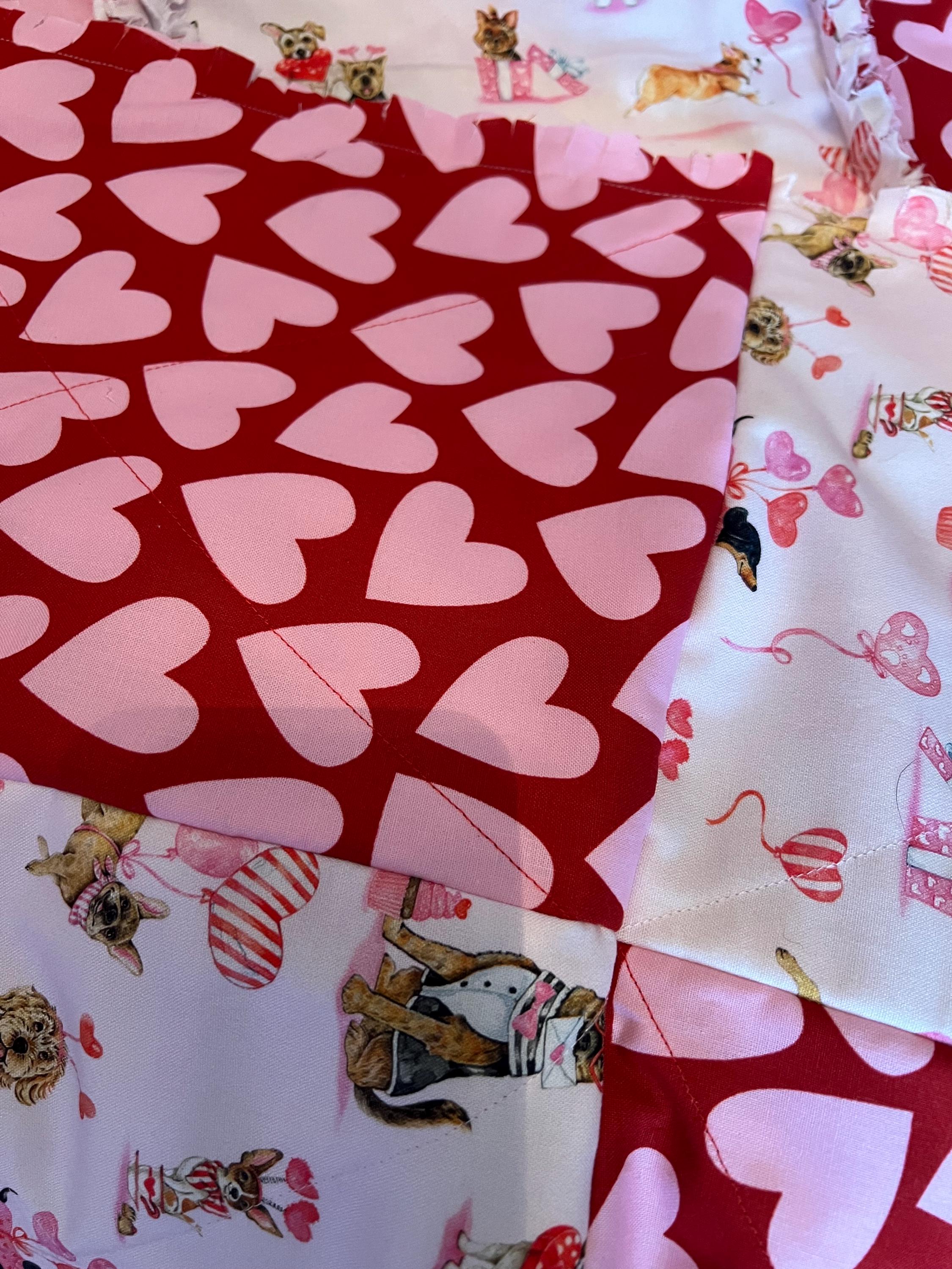 Pso Rag Rappy Valentine Puppy and Hearts Valentine Rag Quilt Throw. Handmade - Etsy