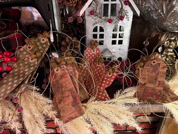 Primitive Christmas Gift Tags. Handmade