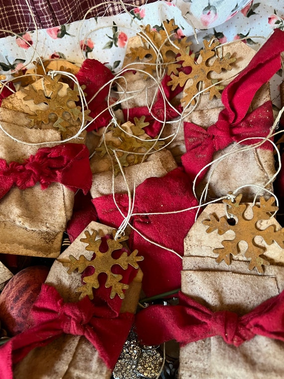Primitive Christmas Tags. Handmade