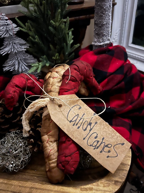 Primitive Candy Cane Bowl Fillers. Handmade
