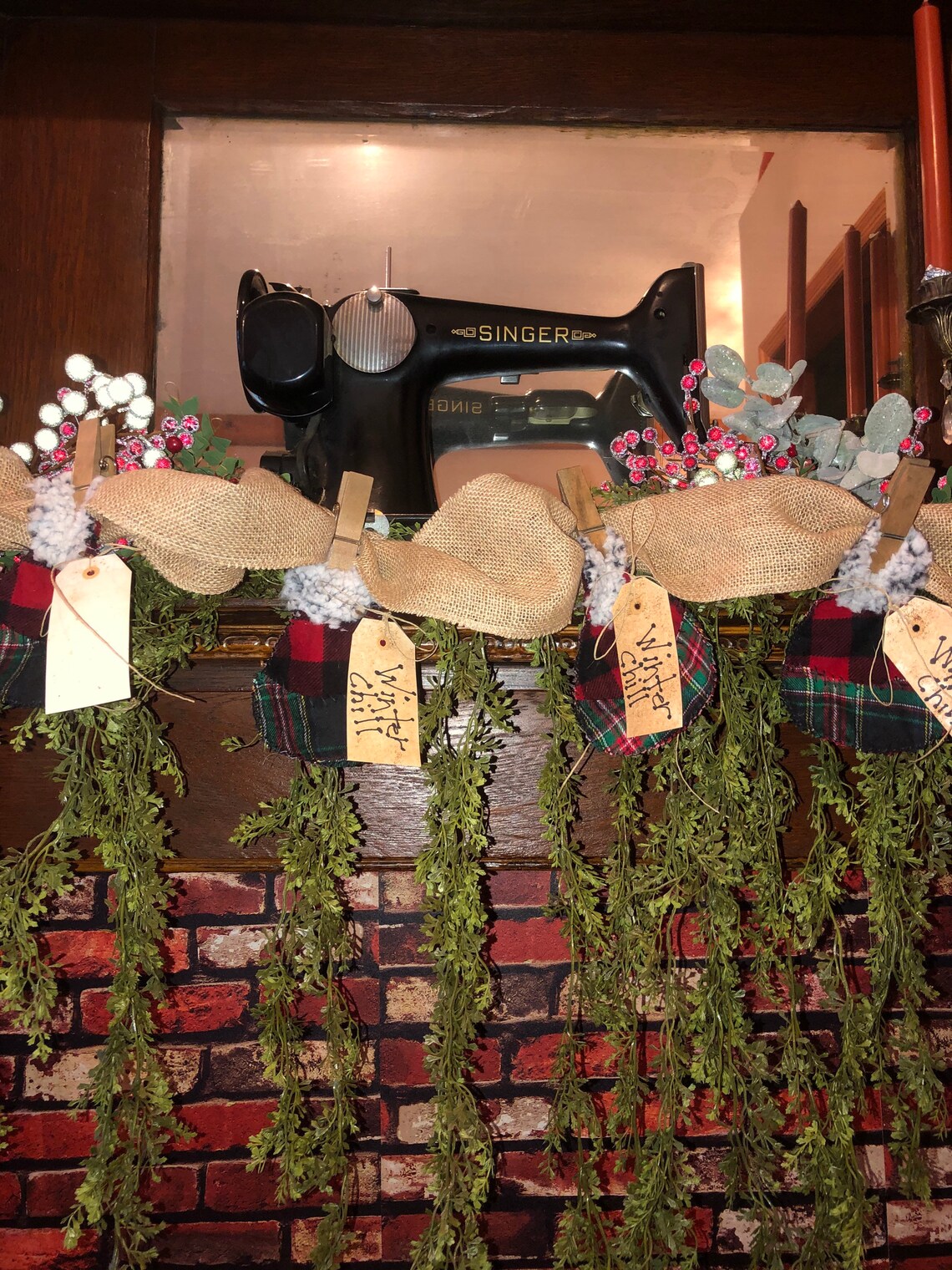 Primitive Christmas Garland. Handmade Etsy