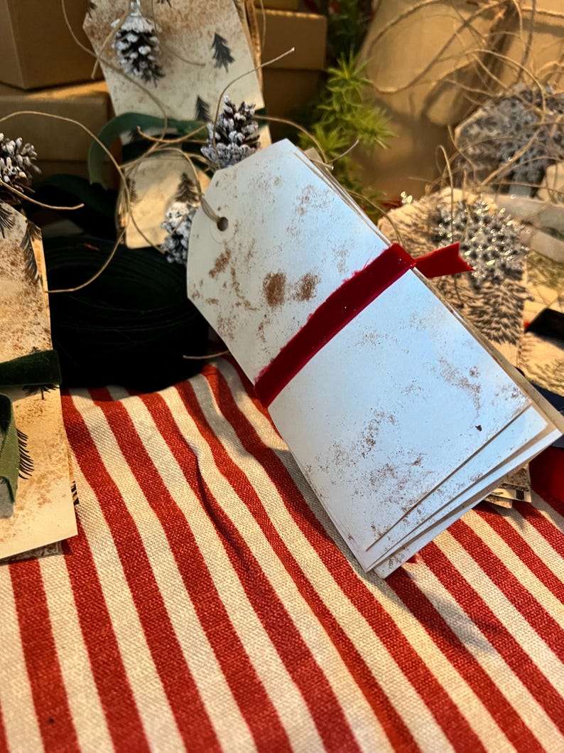 Primitive Christmas Tea Stain Gift Tags. Handmade - Etsy