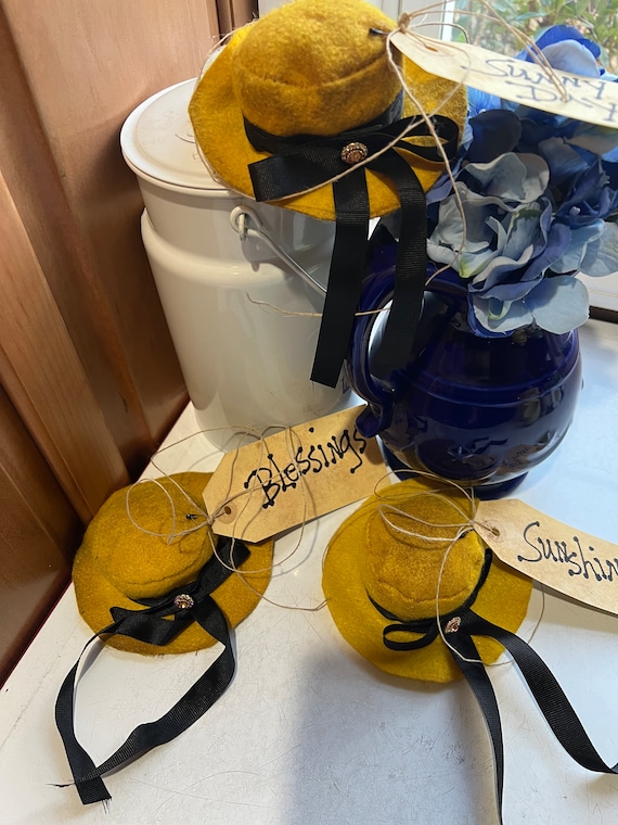 Primitive Sun Hat Bowl Fillers. Handmade