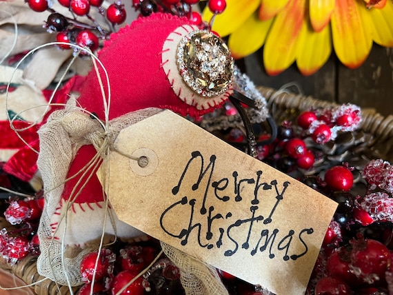 Primitive Christmas Santa Hat. Handmade