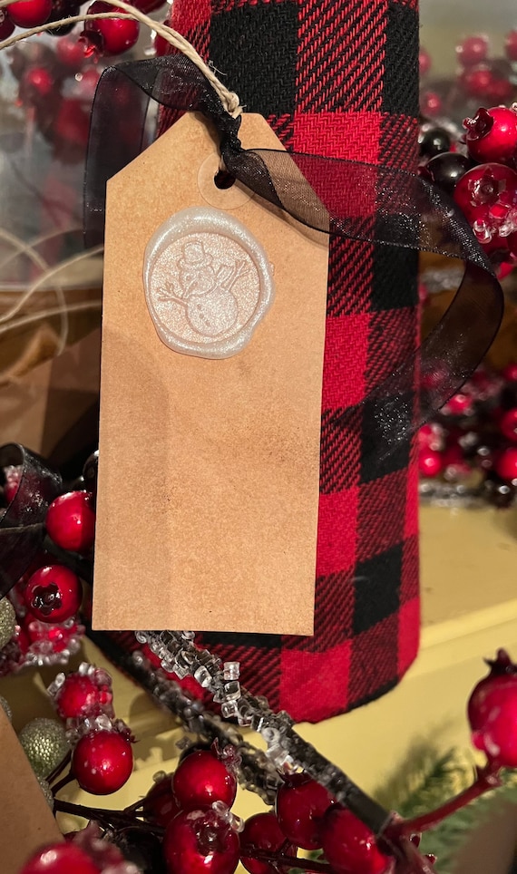 Christmas Wax Seal Snowman Gift Tags. Handmade