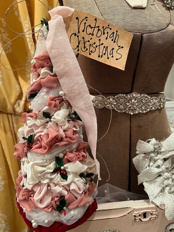 Victorian Shabby Chic Christmas Cone Tree. Handmade