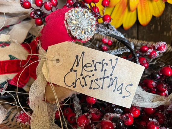 Primitive Christmas Santa Hat. Handmade