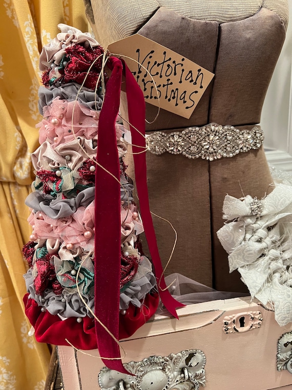 Shabby Chic/Victorian Cone Christmas Tree. Handmade