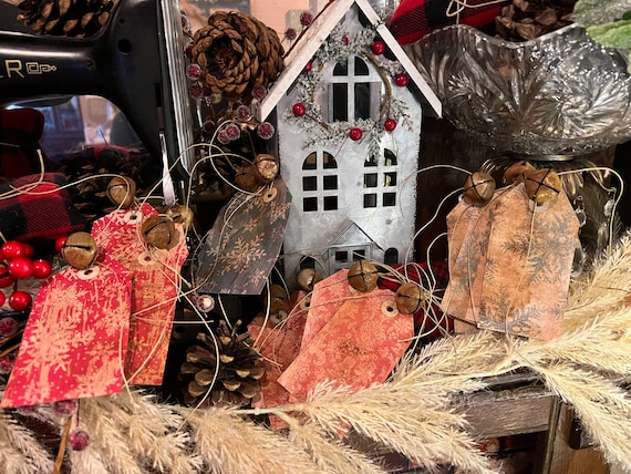 Christmas Primitive Gift Tags/Bowl Fillers. Handmade