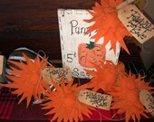 Primitive Halloween Sunflower Ornaments. Handmade