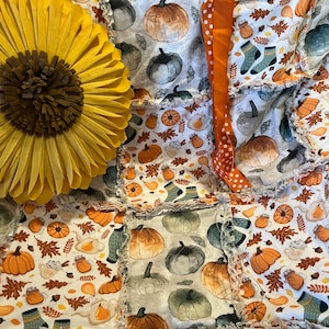 Fall Rag Quilt Throw. Handmade
