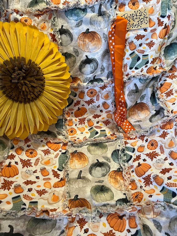 Fall Rag Quilt Throw. Handmade