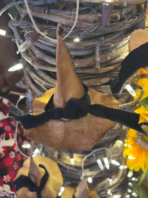 Primitive Tea Stained Witches Hats. Handmade