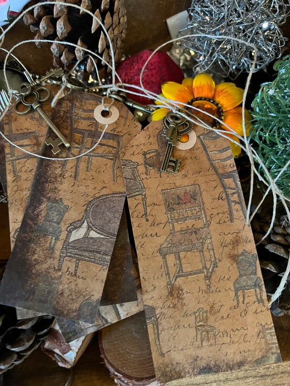 Shabby Chic Tea Stained Tags. Handmade